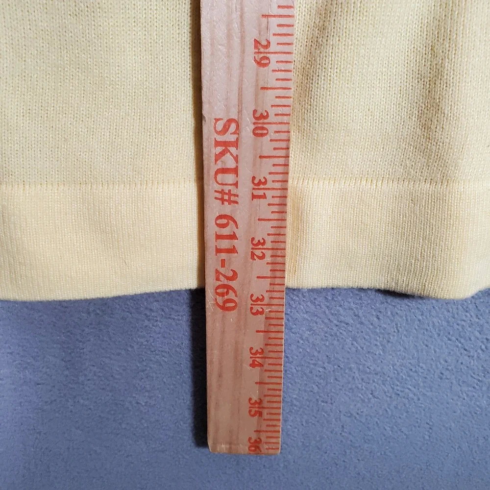 Susan Graver Cardigan Sweater Womens 1X Pastel Yellow Long Sleeve Button Minimal